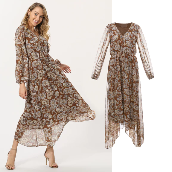 Fahion New Beach Dress Women Long Chiffon Dress