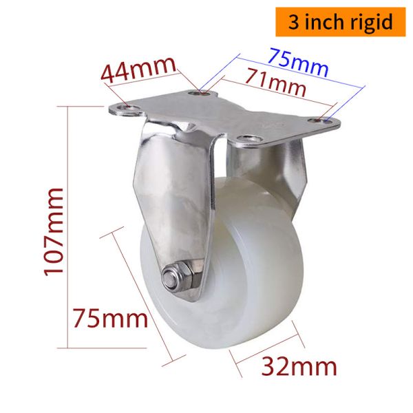 EDL 3 Inch Stainless Steel Medium Duty Caster With Durable Wheel Loading 150Kg S543P-25