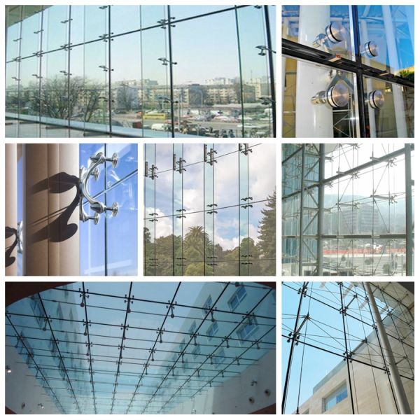 SUS304 SUS316 Stainless Steel Glass Spider Fittings Anti Corrosion Glass Wall Spider Fitting