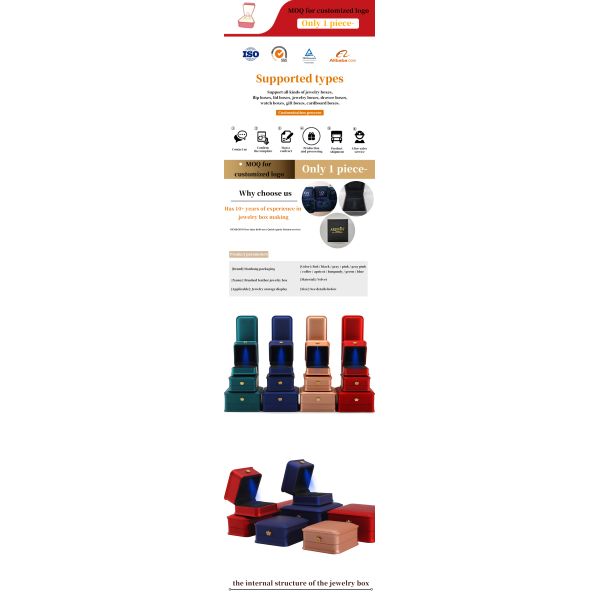 Multicolored LED Bracelet Necklace Ring Box with Plastic Velvet Material from Hanhong