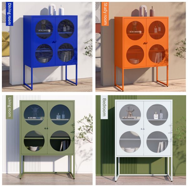 Living Room 2 Doors Filing Cabinet Storage Metal Locker With Stand Feet