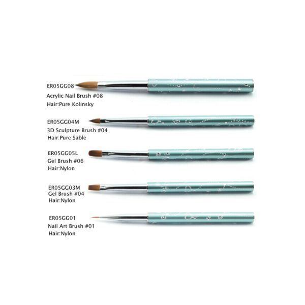 Kolinsky Sable Hair Nail Art Brushes Set , Nail Polish Applicator Brush