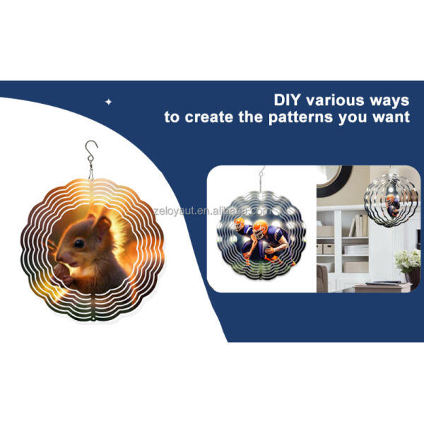 ZELOYAUT 10-Inch Wind Spinners Sublimation Blanks for Garden Decor Circle Shape Ornaments as Gift for Families FOB USA Only