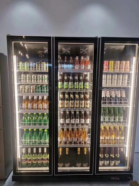 Drinks Fridge Glass Bottle Fridge Bar Beverage 5 Shelfs Refrigerator Black Color