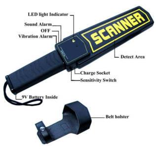 High Sensitivity Hand Held Security Detector , Metal Detector Scanner For Airport