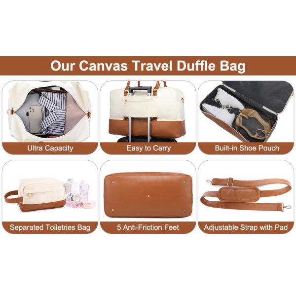 Men'S Canvas Travel Duffel Bags Luggage Carry On Weekend Tote 16.2x14.5x8