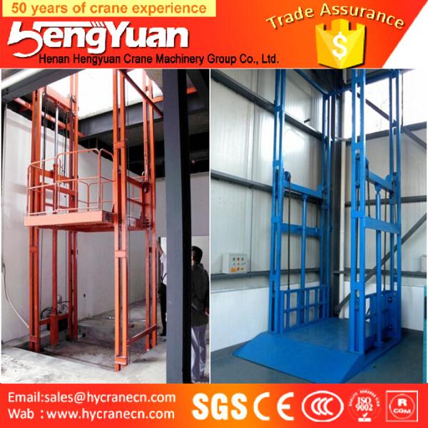 300kg-3000kg guide rail chain lifting machine/guide rail chain hydralulic cargo lifter