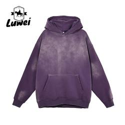 Peso pesado algodão algodão poliéster fitness básico cultivo lavado simples preto Slim Fit suéter Street Wear Hoodie