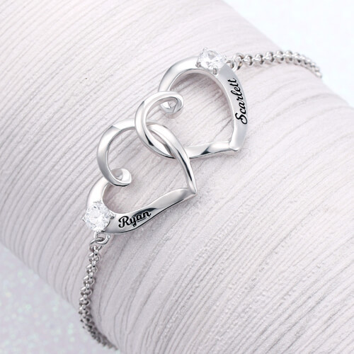 ODM браслета имени браслета для лодыжки сердца двойника 0.35oz 1.9X1.7cm unisex выгравированный