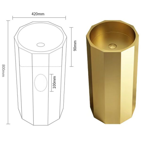 Round Column 304 Stainless Steel Pedestal Sink ODM With Nano Coating