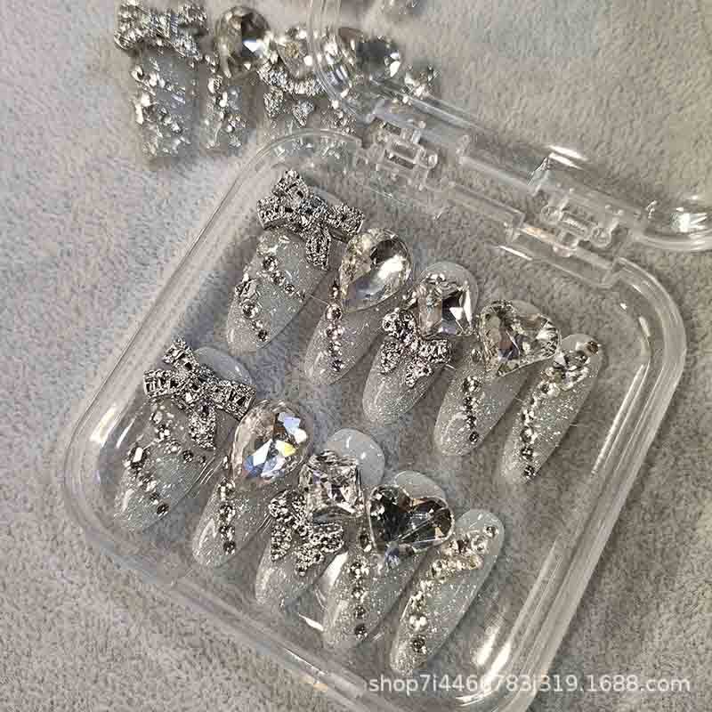 Bulk Handmade False Nails Crystal Ornament Glam Bridal Design

