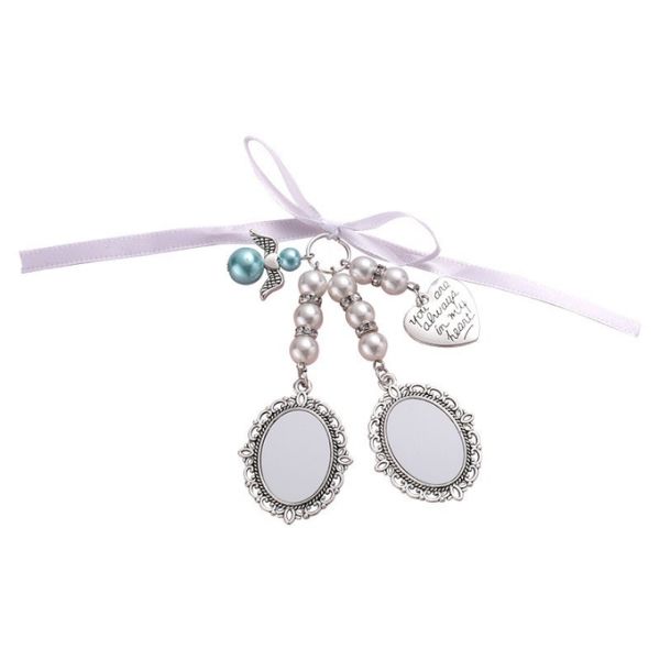 Sublimación en blanco de plata conmemorativa de bodas personalizadas Bouquet de fotos con perlas