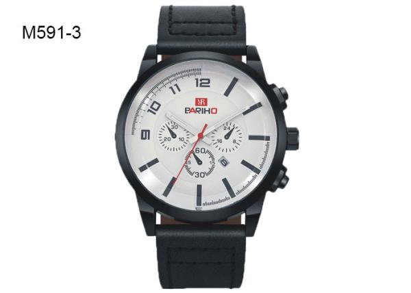 BARIHO Minimalist Analog Men's Quartz Watch Chronograph Leather Wristwatch M591