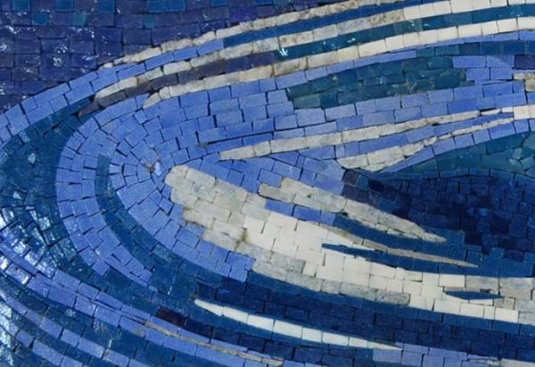 Waterdrop Ruffle Marble Mosaic Outdoor Wall Art Handmade Craft Mirror Patterned Mosaic Tiles