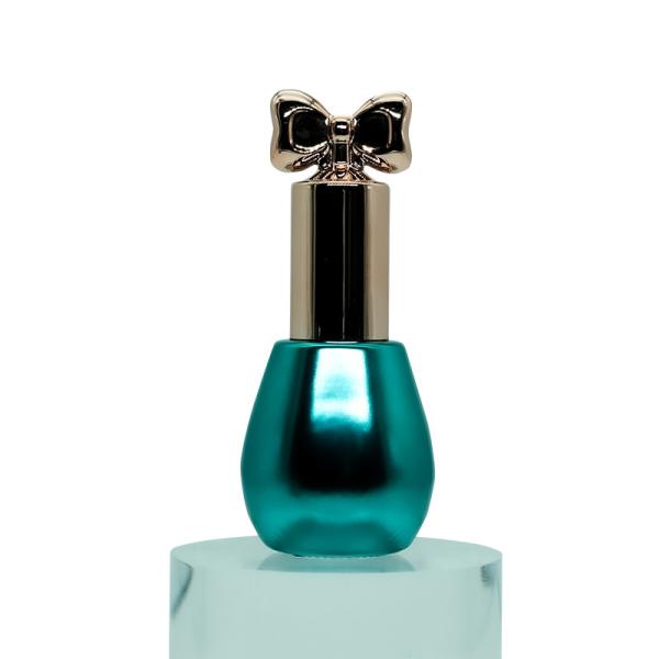 Glossy Green Round Nail Polish Bottles With Brush 10ml Refillable