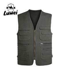 2022 Multi-pocket V-neck Cotton Plain Custom Utility Tank Top Vest Mens Clothing Men Cotton Vests Fishing Vests
