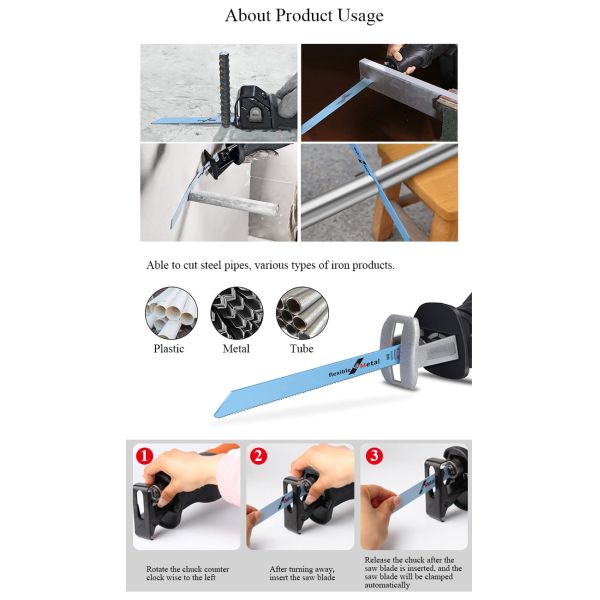 6 дюймовые металлические режущие резные лезвия набор би-металл Sawzall лезвия для металлических труб листовой металлической ребер 18TPI