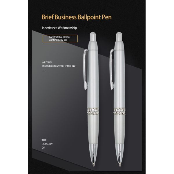 Elegant stylo à bille d'affaires en diamant avec anneau en incrustation Design 1.0mm stylo à bille cadeau
