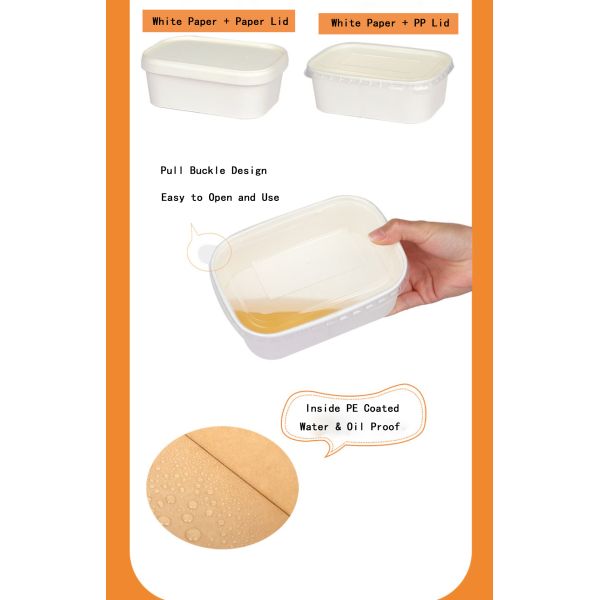 Custom Disposable Biodegradable Paper Bowl Heatable Kraft Waterproof Packaging Food Container Lunch Box