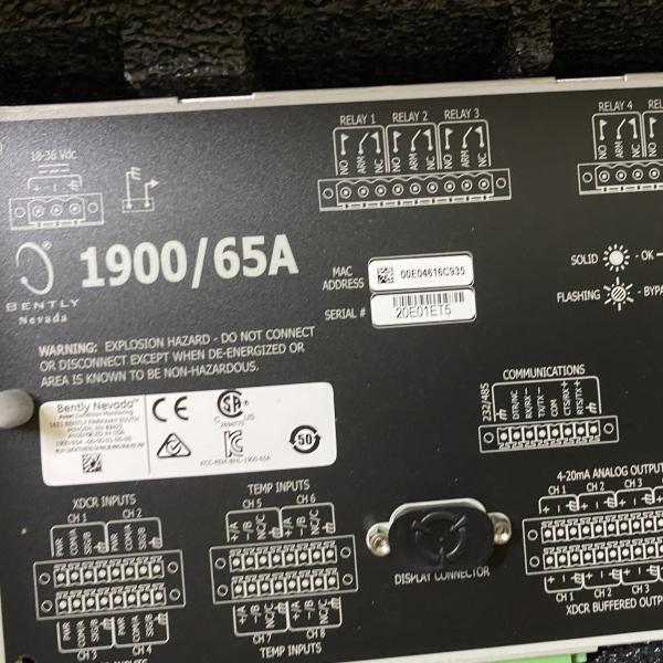 1900/65A Bently Nevada General Purpose Equipment Monitor Supports RTDs And Thermocouples