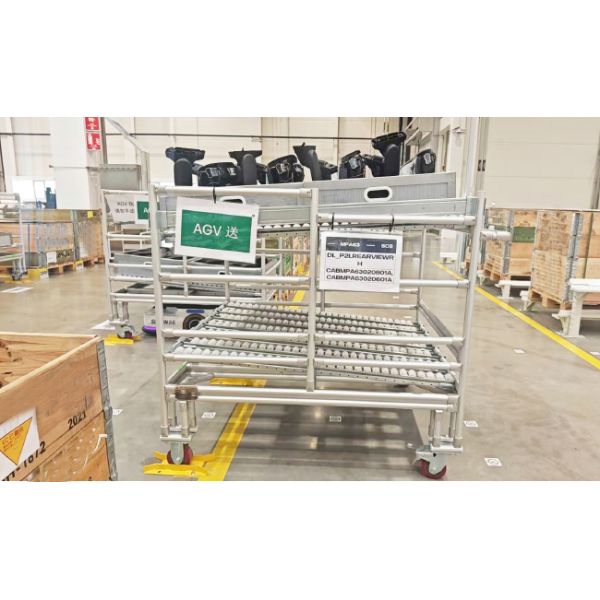 Third Generation Aluminum Alloy Lean Pipe Material Rack For Automotive Parts Lean Tube Trolley Rack For Auto Parts Storage and Transportation