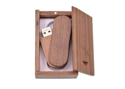 4GB 8GB 16GB USB Flash Drive Swivel Model , Walnut Block Wood USB 2.0 Flash Drive