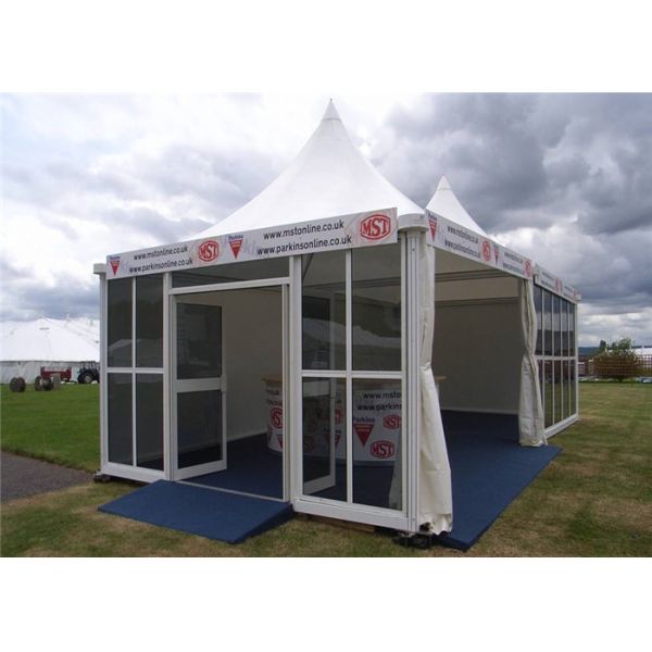 Wind - Resistant 50 Seater White Aluminum Pagoda Tent / Gazebo Event Tent