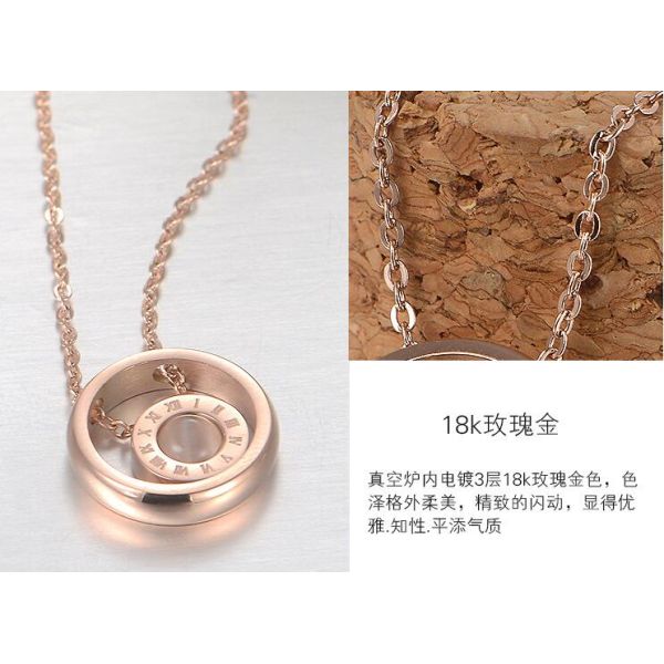 Roman numerals Pendant Necklace Stainless Steel Jewelry Necklace Rose Gold Chain and Pendant Necklace
