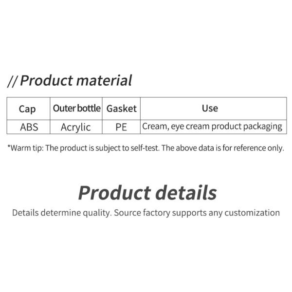 Personaliza las tapas de punta de tornillo 50g Vidrio de crema de cosméticos vacío para protector solar crema y lujo de la cara y el cuerpo crema de embalaje