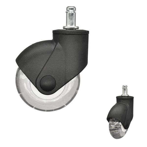 WBD 75x23mm Clear PU Wheel Decorative Furniture Casters Grip Ring Stem Chair Caster Wheels