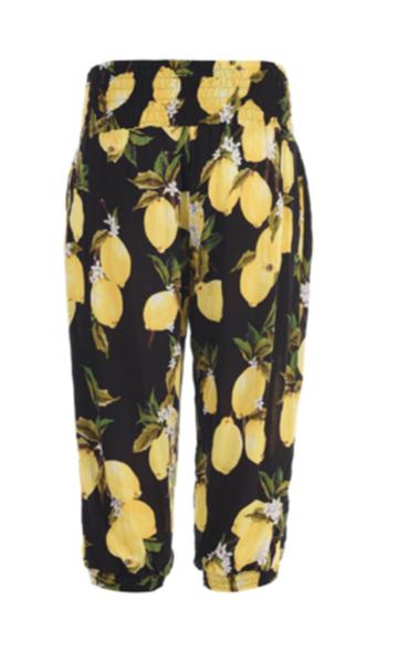 Adult Summer Womens Leisure Shorts Lemon Printed Woven Fabric Custom Logo