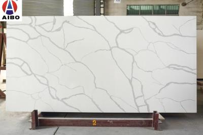 Laje de pedra de quartzo artificial de mármore branco Calacatta