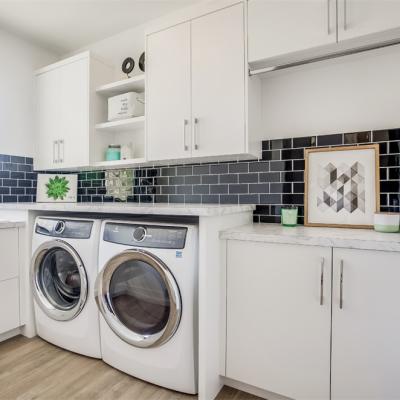 Multifunction Matte White Laundry Room Sink Cabinet Washing Machine Unit