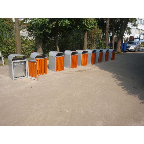 Двуугольные железные наружные мусорные баки, 120 литровые мусорные баки, установленные на поверхности