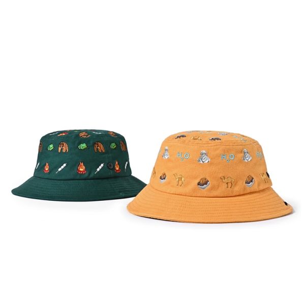 Cotton Outdoor Full Embroidered Fishermen Bucket Hat With Chin Strap 55cm