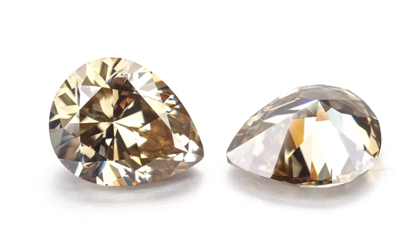 Synthetic Corundum Moissanite Diamond Light Yellow Champagne Pear Loose Moissanite Stones for Ring