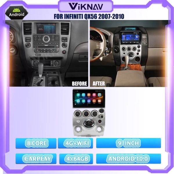 9-дюймовый 8-дюймовый сенсорный экран Стерео для 2007-2010 Infiniti QX56 Навигационный мультимедийный DVD-плеер Android Wireless Carplay
