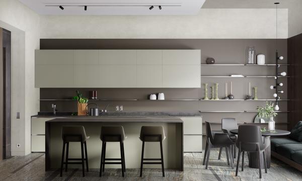Modern Light Luxury Design Kitchen Wood Melaine Kitchen Cabinet With Island