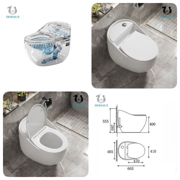 Popular Siphon 3.0-6.0L 2 Flush Toilet Save Water Egg Shape Toilet Bowl no stain