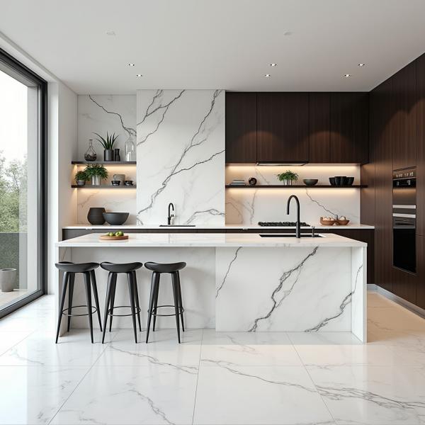 Custom Solid Wood Kitchen Cabinets Luxury Ash Wood Design with Soft-Close Hinges & Quartz Countertop
