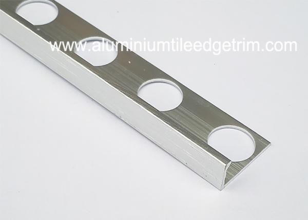 Brushed Silver Effect Aluminium Straight Edge Tile Trim For 6mm Ceramic Tile