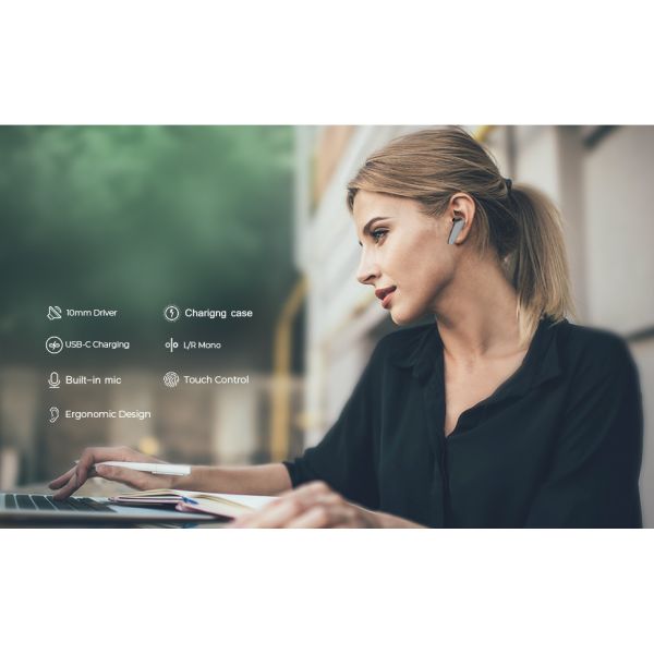 Touch Control BT5.0 Waterproof Bluetooth Earphones With Charging Case