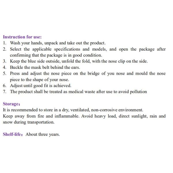 50pcs / Box Anti Virus Bfe 99% Anti Dust PP Disposable Face Mask