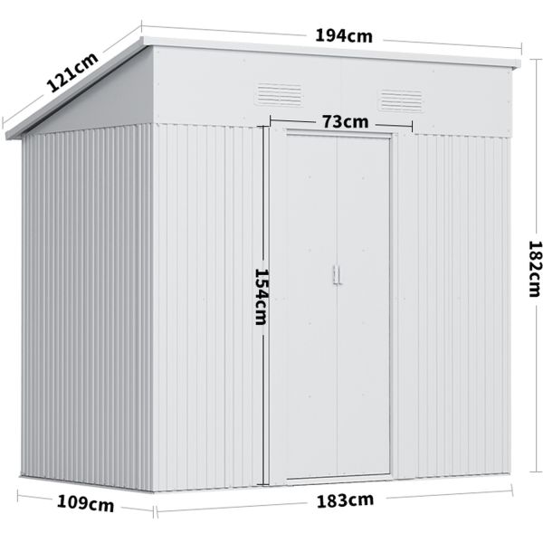 Color Steel Plate Metal Garden Storage Shed 2 Air Vent for Tools Bike Galvanized Steel