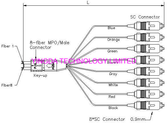 Cabo de remendo do conjunto de cabo da fibra da costa do Hydra 12 do SC/MTP MPO para FTTX