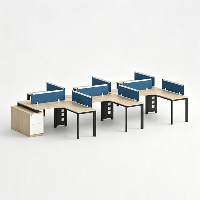 Modular Office Workstation Desk 4 to 6 Seater with Privacy Screen Partition for Flexible Office Layouts