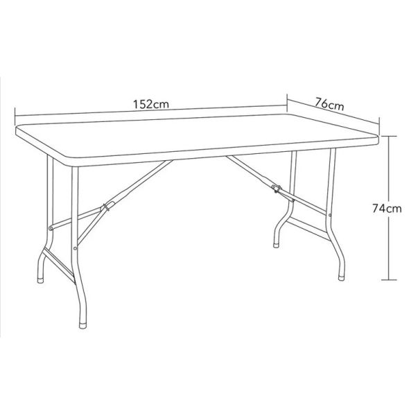 Foldable White Picnic Table Ideal for Outdoor Camping Hiking and Travelling 152*76*74cm