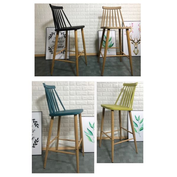 Simple Windsor chair solid wood dining chair family creative leisure chair dining room stool Nordic negotiating chair