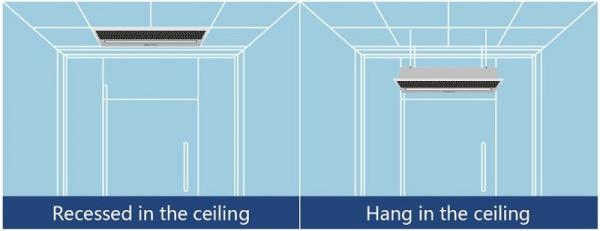 2024 SS304 Silver Ceiling large air volume Recessed Air Curtain Doors