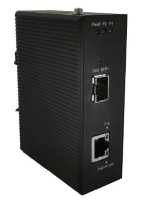 Industrial 802.3bt 90W 10G PoE Media Converter Store-and-Forward Processing Type
